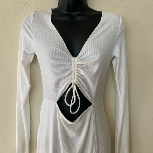 Princess Polly White Pinch Me Ribbed Long Sleeve Dress - Picture 5 of 13